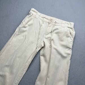 Only You Women's Linen Blend Wide Leg Pants Cream Beige Size M Boho Coastal Y2K